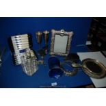 A quantity of silver plate including cased set of fish knives and forks, picture frame, goblets,