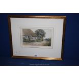 A Watercolour of a rustic cottage scene by Joseph Kirkpatrick