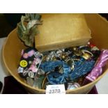 A Hat Box containing various watches, costume jewellery, etc.