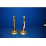 A Pair of Brass Air Twist Candlesticks - 30cm high.