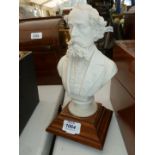 A Parian Bust of Charles Dickens, 8 1/4" tall,