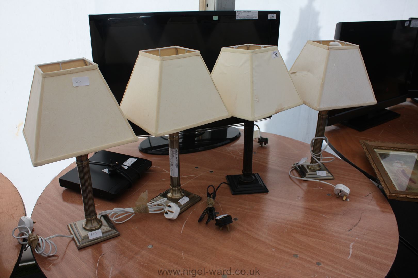 Two modern decorative Table Lamps with dark metal finish and two others
