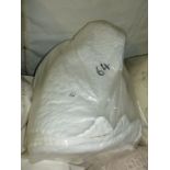 A white piped and quilted king size cotton Bed Cover.