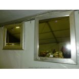 Two silver colour framed square Mirrors