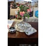 Two small circular plated Trays, various bonbon dishes, posy vase, etc.