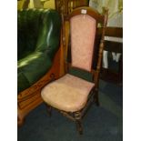 A circa 1900 Mahogany framed Side Chair with turned legs and stretchers,