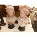 A pair of French painted plaster Busts.