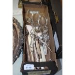 Miscellaneous plated flatware including fish servers, grape scissors, butter knives, etc.