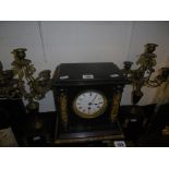 VICTORIAN SLATE MANTLE CLOCK GARNITURE