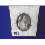 VICTORIAN HAND PAINTED MINIATURE PORTRAIT OF A LADY IN AN IVORY FRAME