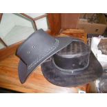 TWO AUSTRALIAN LEATHER HATS,