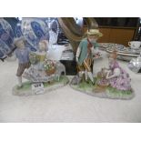 TWO MEISSEN STYLE FIGURAL GROUPS