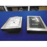 SILVER CLOCK AND STERLING SILVER PHOTO FRAME