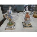 PAIR OF MEISSEN STYLE FIGURES ON MARBLE BASES