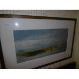 FRAMED COLOURED ENGRAVING, RIVER THAMES, SIGNED W.