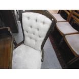 VICTORIAN WHITE UPHOLSTERED BUTTON BACK NURSING CHAIR