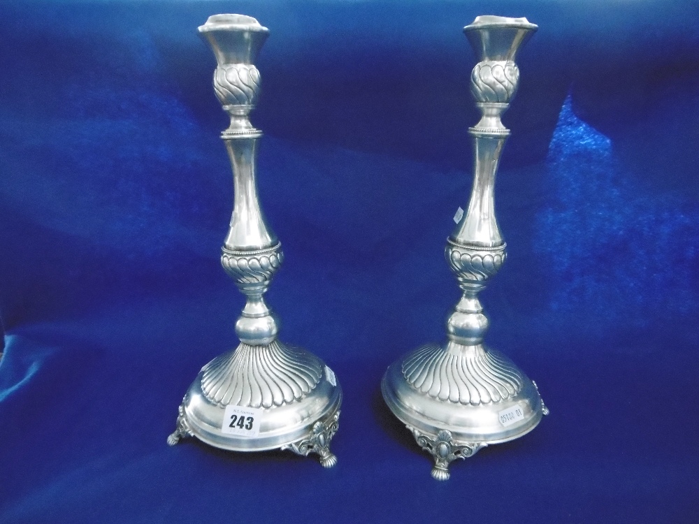 PAIR HM SILVER CANDLESTICKS, 35 HEIGHTS APPROX.