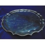 HM SILVER SALVER WITH PIE CRUSTED EDGE,