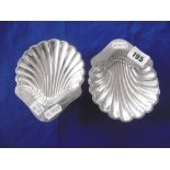 PAIR OF HM SILVER CLAM SHELL ASHTRAYS,