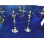 PAIR OF HM SILVER GEORGIAN CANDLESTICKS WITH SHEFFIELD PLATE CANDLEARBRA
