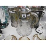 SILVER PLATE AND CUT GLASS CLARET JUG