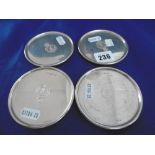 SET OF FOUR HM SILVER COASTERS,