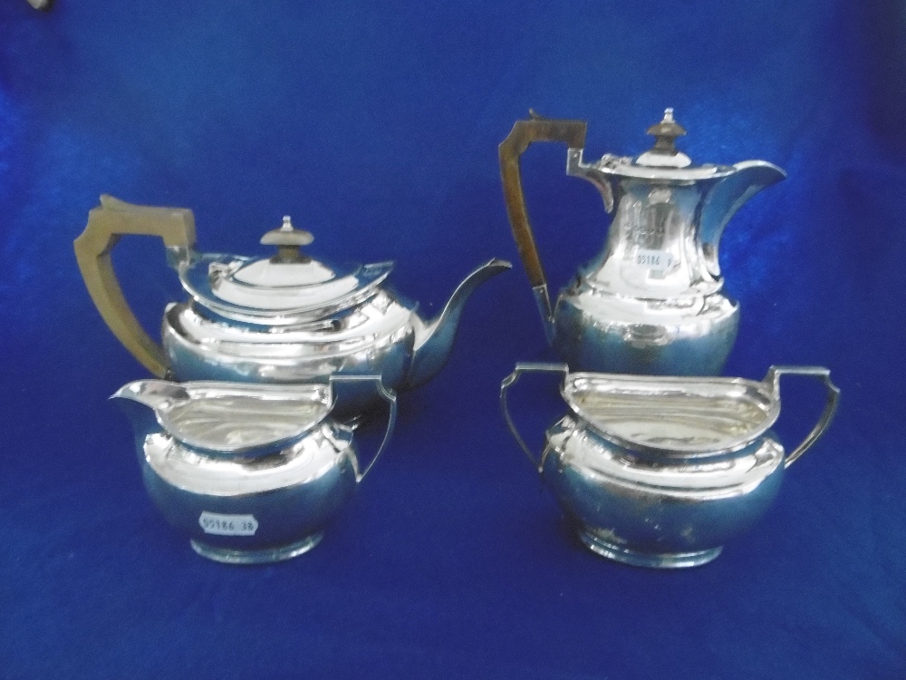 HM SILVER FOUR PIECE TEA SET, NOT MATCHING,