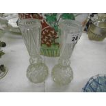 PAIR OF SMALL LEADED GLASS VASES