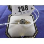 18ct GOLD AN PLATINUM GEM SET DECO RING