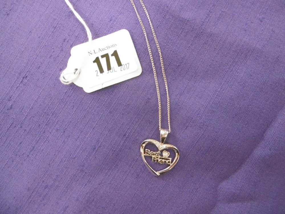 A 925 SILVER BEST FRIEND HEART PENDENT ON CHAIN - Image 4 of 4