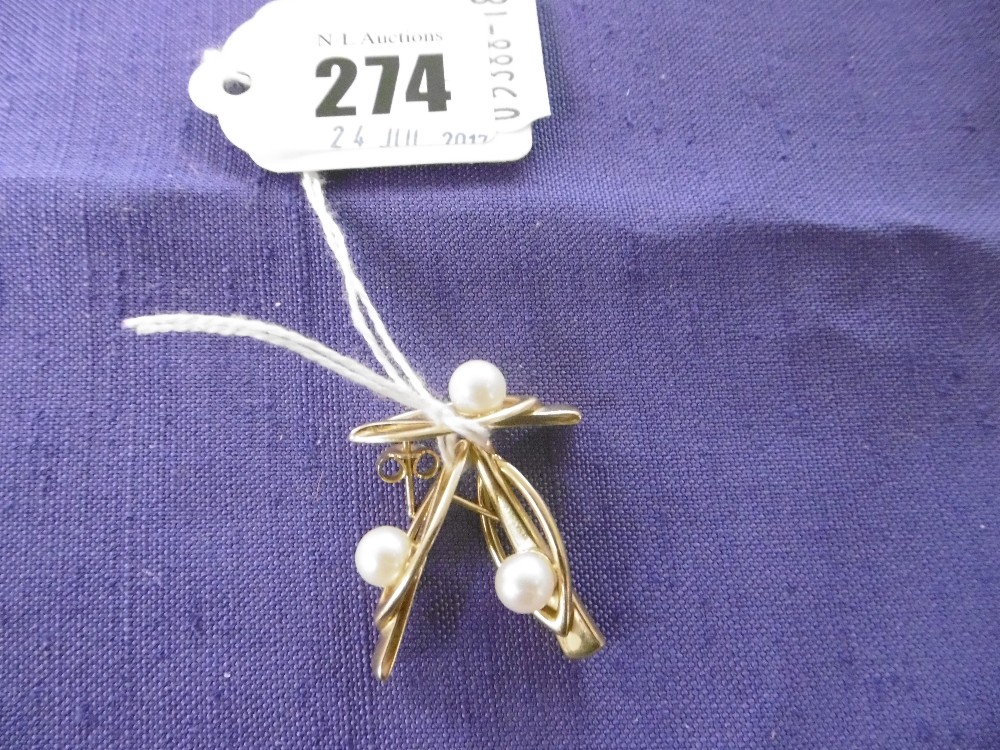 PAIR OF 18ct GOLD PEARL EARRINGS WITH MATCHING EARRINGS