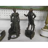 PAIR OF SPELTER FIGURES,