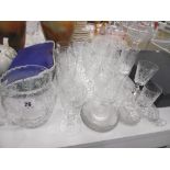 COLLECTION OF CUT GLASS WINE GLASSES ETC.