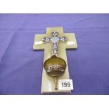 ONYX AND CLOISONNE HOLY WATER CROSS
