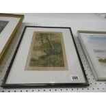 FRAMED ETCHING ON JAPANESE PAPER,