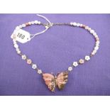 NATURAL STONE PEARL NECKLACE WITH SILVER CLASP,
