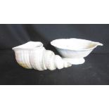 A SHORTER 1930'S POTTERY CONCH SHELL BOWL AND AN UNMARKED LUSTRE WARE BOWL