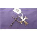 A LARGE MALTESE CROSS MARKED 925 AND A PURPLE STONE SET CROSS