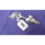 A HM SILVER CAT BROOCH AND ONE OTHER