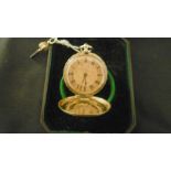 A 19TH CENTURY 18CT GOLD SMALL SWISS FULL HUNTER WATCH WITH ORIGINAL KEY AND BOX,