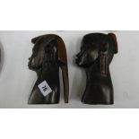 TWO CARVED AFRICAN BUSTS