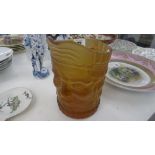 ARTDECO LARGE AMBER GLASS 1930'S/ 40'S JUG IN THE FORM OF A HEAD