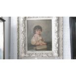 A FRAMED 1920S OIL ON CANVAS OF CHILD,