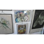 TWO MONOGRAMMED MIXED MEDIUM PAINTINGS/PICTURES CANCAN AND WISE MEN