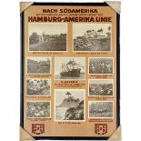 Plakate - - Nach Südamerika mit den Dampfern Bayern, Baden, Württemberg der Hamburg-Amerika-Linie.