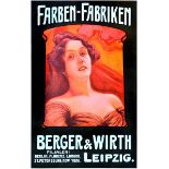 Plakate - - Pless, Carl Hans. Farben-Fabriken Berger und Wirth. Farbig lithographiertes Plakat.