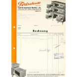 Typographie - - Canis, Johannes. Rechnungsbogen für die Fortschrittfabriken Freiburg. Bochum,