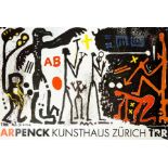 Penck, A. R. Plakat zur Ausstellung im Kunsthaus Zürich. Farboffset auf stärkerem Papier. 1989.