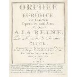 Musik - - Gluck, Christoph Willibald. Orphée et Euridice. Tragédie. Opéra en trois actes. Dédiée à