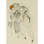 Godal, Erich (zugeschrieben). Sechs kolorierte erotische Original-Zeichnungen. Bleistift und